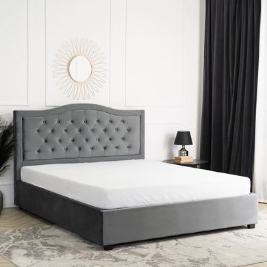 Кровать бархатная MEBEL ELITE APOLLO Velvet 120x200см Серый фотография