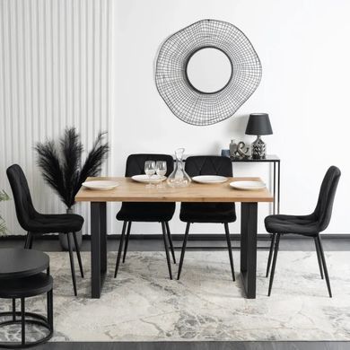Стіл MEBEL ELITE GLOS 135х80 см Золотий дуб / Чорний фотографія