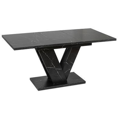 Комплект стіл розкладний MEBEL ELITE CLARK 120(160)х80 см Чорний +4 стільці RICK Беж фотографія