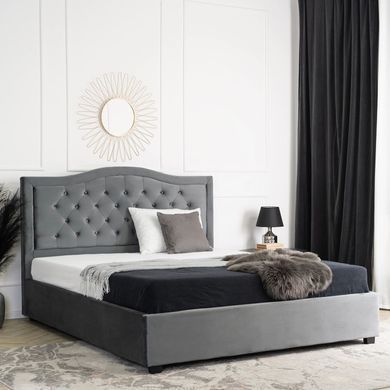 Кровать бархатная MEBEL ELITE APOLLO Velvet 120x200см Серый фотография