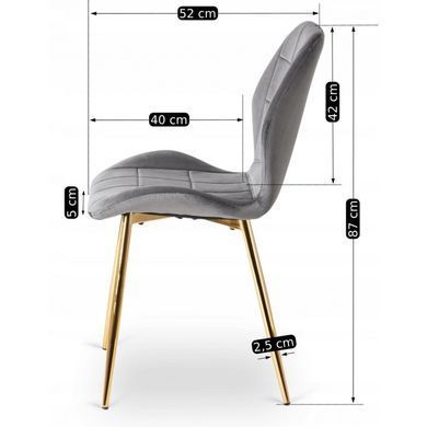 Стілець оксамитовий MEBEL ELITE IRYS Velvet Сірий/золото фотографія