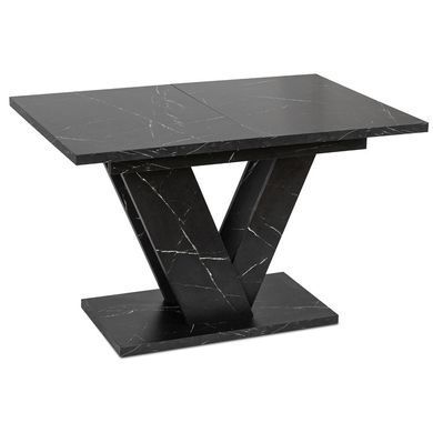 Комплект стіл розкладний MEBEL ELITE CLARK 120(160)х80 см Чорний +4 стільці RICK Беж фотографія