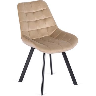 Комплект стіл розкладний MEBEL ELITE CLARK 120(160)х80 см Чорний +4 стільці RICK Беж фотографія