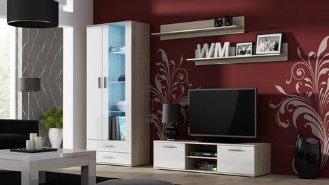 Стенка SOHO 11 Cama Дуб Сонома Мат / Белый Глянец фотография