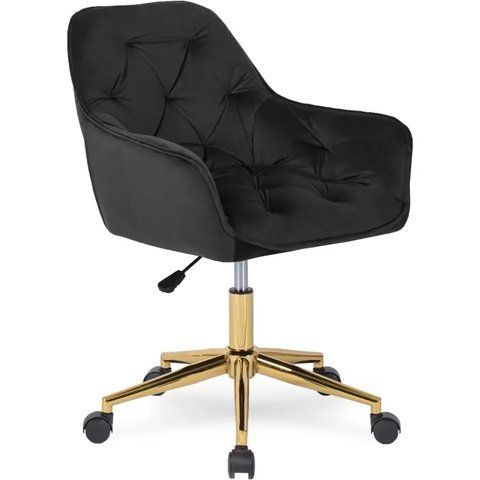 Стул офисный поворотный бархатный MEBEL ELITE MILAN Velvet Черный / Золотой фотография