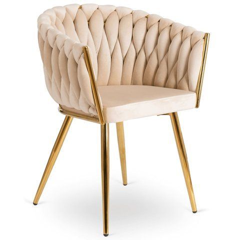 Стул бархатный MEBEL ELITE CAPI Velvet Кремовый / Золотой фотография