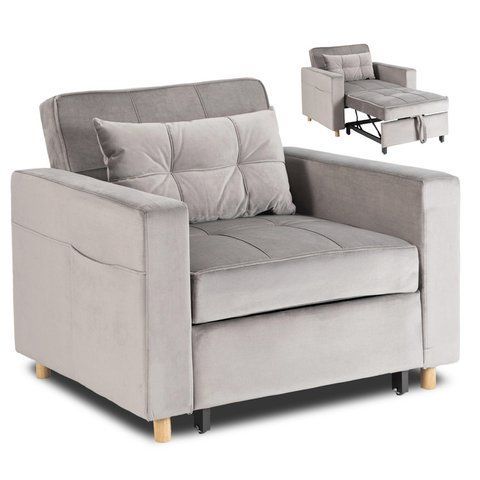 Кресло раскладное MEBEL ELITE SOLOR Velvet Серый фотография