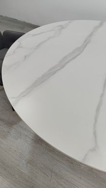 Стіл OLYMPIA Intarsio 130*130 білий мат/чорний фотографія