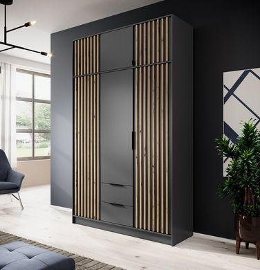 Тумба-надставка Perfect Home Неллі / Nelly 2D 2-дверна Графіт/дуб артизан фотографія