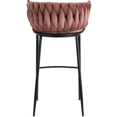 Барный стул бархатный MEBEL ELITE FLORES Velvet черный / розовый фотография