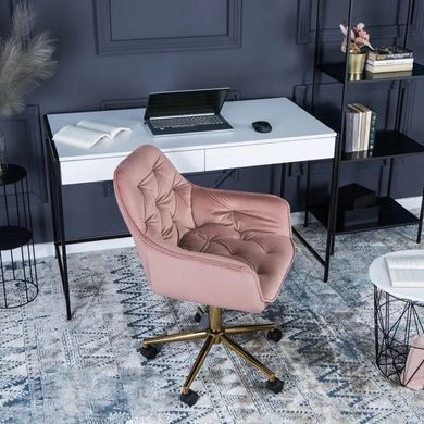 Стілець офісний поворотний оксамитовий MEBEL ELITE MILAN Velvet Рожевий / Золотий фотографія