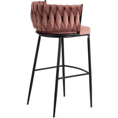 Барный стул бархатный MEBEL ELITE FLORES Velvet черный / розовый фотография