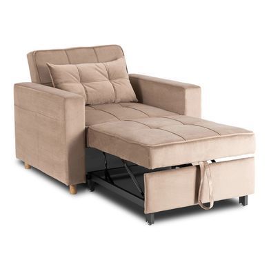 Крісло розкладне MEBEL ELITE SOLOR Velvet Беж фотографія