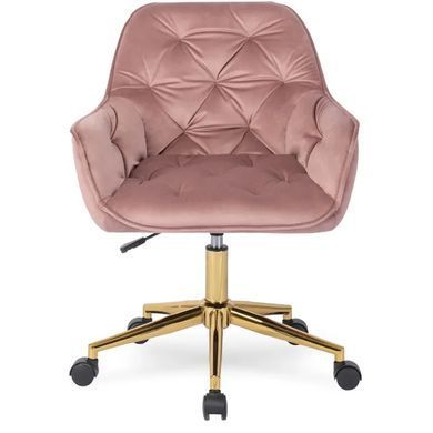 Стілець офісний поворотний оксамитовий MEBEL ELITE MILAN Velvet Рожевий / Золотий фотографія