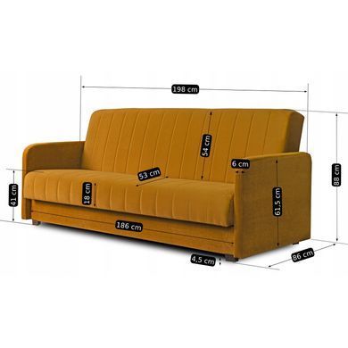 Набір з 2х диванів розкладних MEBEL ELITE PORTO 198 см Гірчиця фотографія
