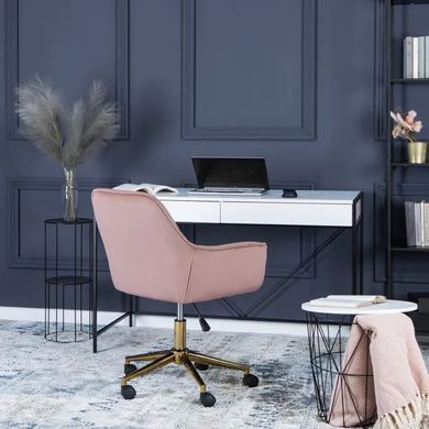 Стілець офісний поворотний оксамитовий MEBEL ELITE MILAN Velvet Рожевий / Золотий фотографія