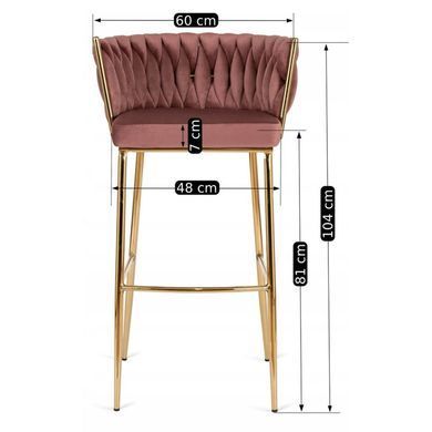 Барный стул бархатный MEBEL ELITE FLORES 2 Velvet Розовый / золотой фотография