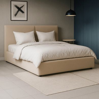 Ліжко двоспальне MEBEL ELITE MARSYLIA Sztruks 160x200 см Беж фотографія