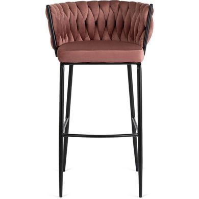 Барный стул бархатный MEBEL ELITE FLORES Velvet черный / розовый фотография