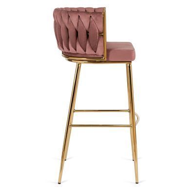 Барный стул бархатный MEBEL ELITE FLORES 2 Velvet Розовый / золотой фотография