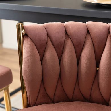 Барный стул бархатный MEBEL ELITE FLORES 2 Velvet Розовый / золотой фотография