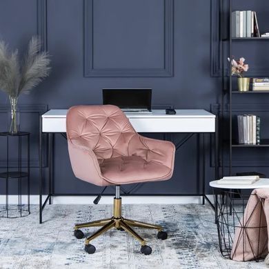 Стілець офісний поворотний оксамитовий MEBEL ELITE MILAN Velvet Рожевий / Золотий фотографія