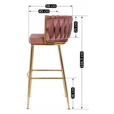 Барный стул бархатный MEBEL ELITE FLORES 2 Velvet Розовый / золотой фотография