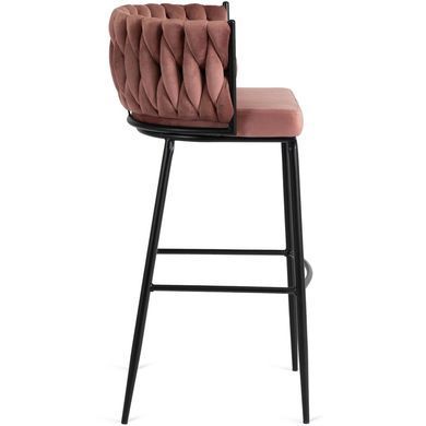 Барный стул бархатный MEBEL ELITE FLORES Velvet черный / розовый фотография