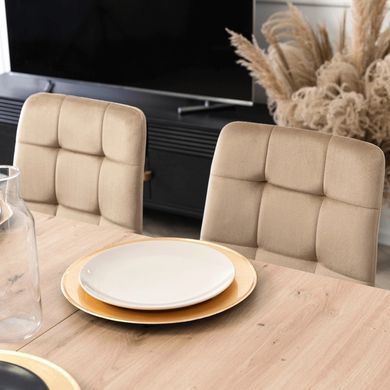 Комплект стіл розкладний MEBEL ELITE CLARK 120(160)х80 см Дуб артизан/чорний +4 стільці PERU Беж фотографія