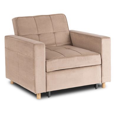 Крісло розкладне MEBEL ELITE SOLOR Velvet Беж фотографія