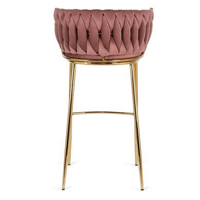 Барный стул бархатный MEBEL ELITE FLORES 2 Velvet Розовый / золотой фотография