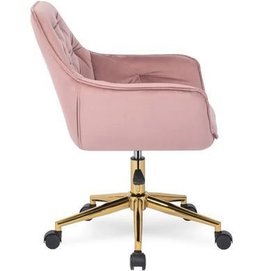 Стілець офісний поворотний оксамитовий MEBEL ELITE MILAN Velvet Рожевий / Золотий фотографія