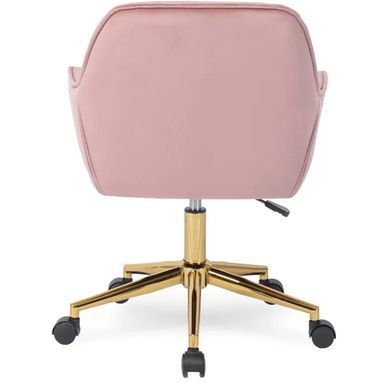 Стілець офісний поворотний оксамитовий MEBEL ELITE MILAN Velvet Рожевий / Золотий фотографія