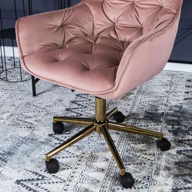 Стілець офісний поворотний оксамитовий MEBEL ELITE MILAN Velvet Рожевий / Золотий фотографія