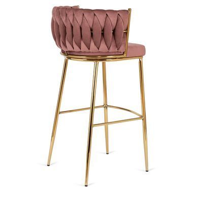 Барный стул бархатный MEBEL ELITE FLORES 2 Velvet Розовый / золотой фотография