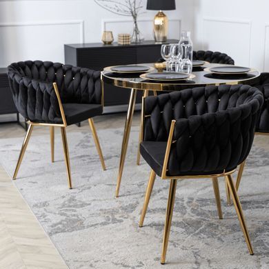 Стілець оксамитовий MEBEL ELITE CAPI Velvet Чорний / Золотий фотографія