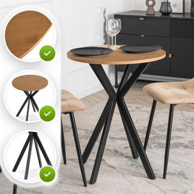 Стіл MEBEL ELITE LAUREN 60X60 Дуб золотий / Чорний фотографія