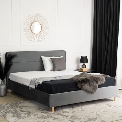 Ліжко оксамитове MEBEL ELITE BOND Velvet 160x200см Сірий фотографія