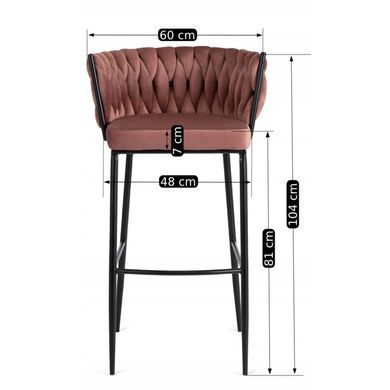 Барный стул бархатный MEBEL ELITE FLORES Velvet черный / розовый фотография