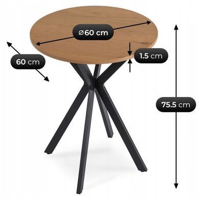 Стіл MEBEL ELITE LAUREN 60X60 Дуб золотий / Чорний фотографія
