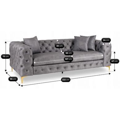 Диван MEBEL ELITE SORRENTO 3S Сірий фотографія