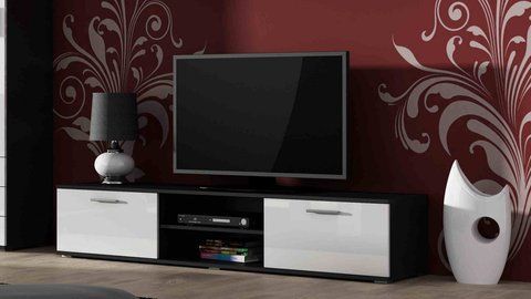 ТВ Тумба SOHO RTV Cama 180 Черный Мат / Белый Глянец фотография