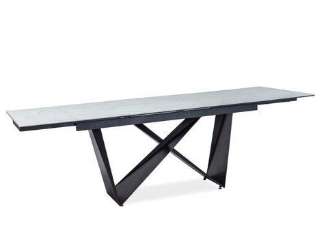 Стіл Обідній CAVALLI II Signal 160(240)X90 Ефект Мармуру Білий / Чорний Мат фотографія