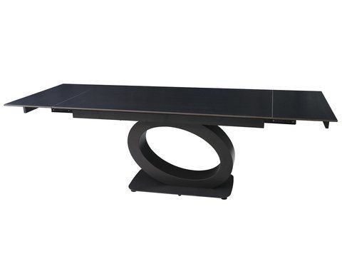 Стол раскладной OVIDIO CERAMIC Intarsio 160(240)*90 черный мат/черный каркас фотография