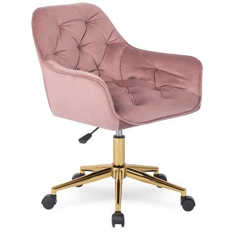Стул офисный поворотный бархатный MEBEL ELITE MILAN Velvet Розовый / Золотой фотография