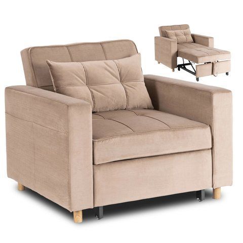 Кресло раскладное MEBEL ELITE SOLOR Velvet Беж фотография