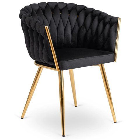 Стул бархатный MEBEL ELITE CAPI Velvet Черный / Золотой фотография