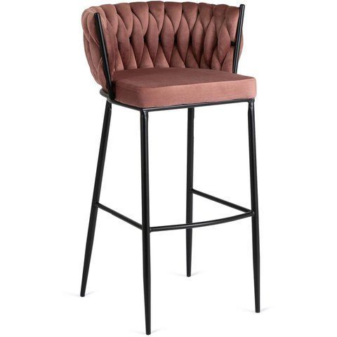Барный стул бархатный MEBEL ELITE FLORES Velvet черный / розовый фотография