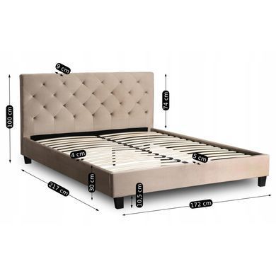 Ліжко оксамитове MEBEL ELITE QUEEN Velvet 160x200см Беж фотографія