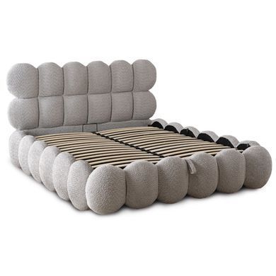 Ліжко двоспальне MEBEL ELITE ANKARA 140x200 см Сірий Букле фотографія